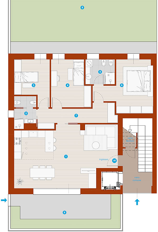 Appartamento al piano terra con giardino in vendita a Quarto D'Altino